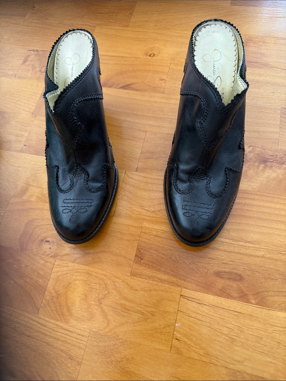 Men's Black Slip-On Leather Western Mules